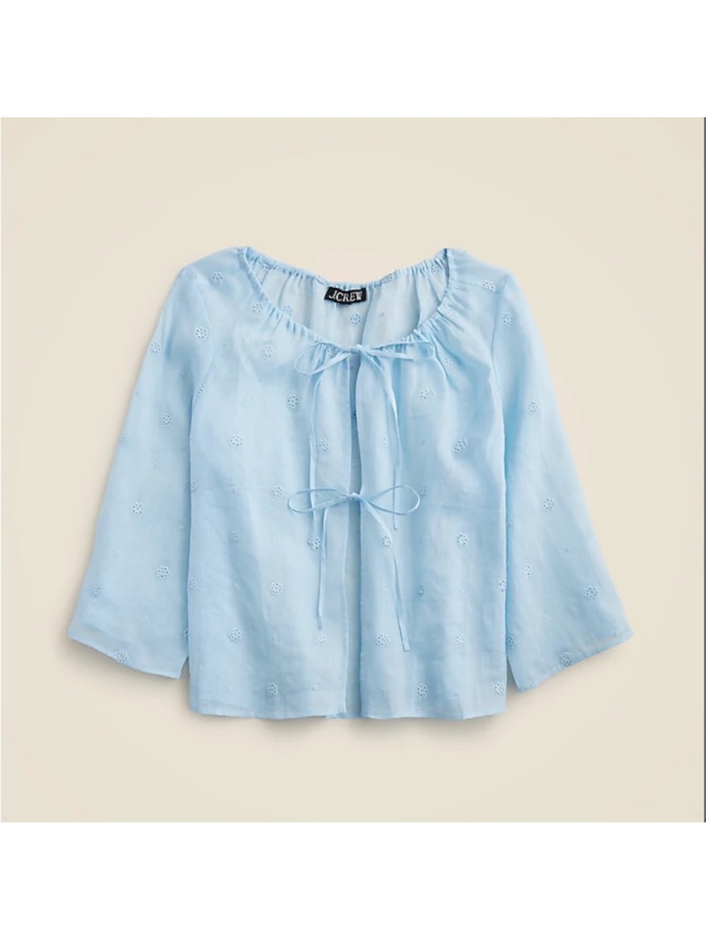 J. Crew Pale Blue Eyelet Tie-Neck Blouse and Skirt